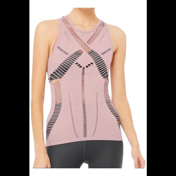 Alo Women's Line Tank Dusted Plum Heather - Regular - Picture 1 of 1